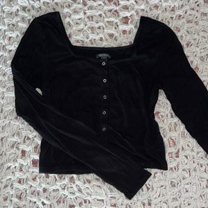 Wild Fable XS black square neck long sleeve crop top